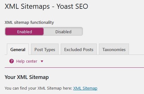 Yoast WordPress sitemap settings