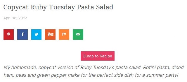 Jump to Recipe button example 2