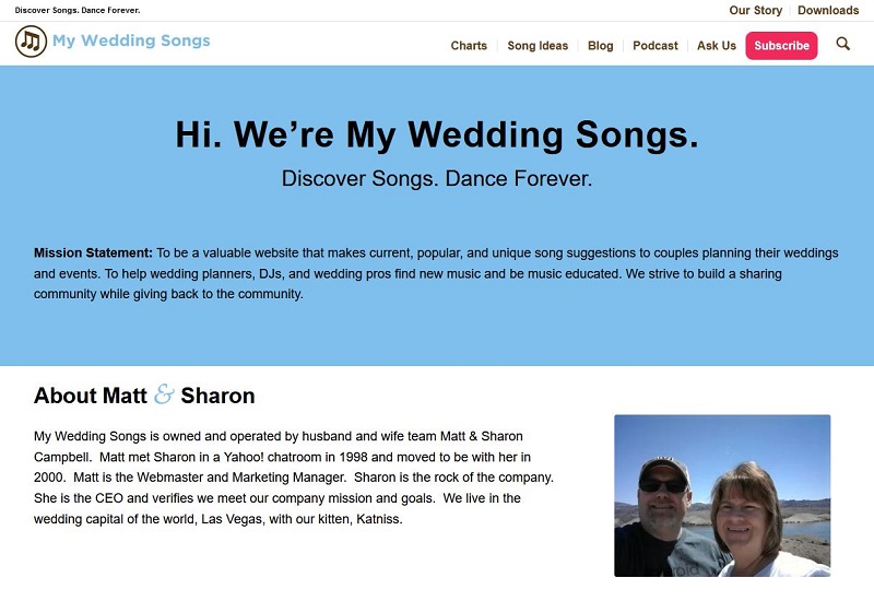 My Wedding Songs About page