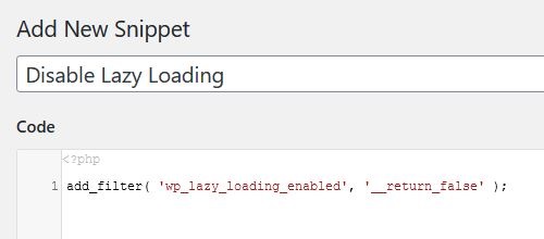 Code snippet to disable lazy loading in WordPress