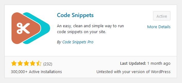Code Snippets WordPress plugin