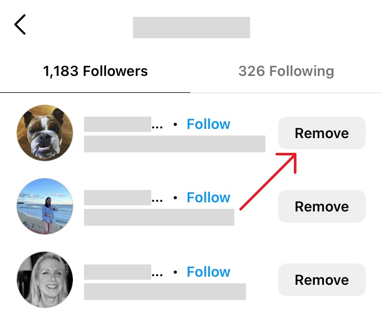 Removing Instagram followers step 2
