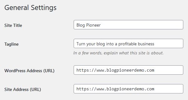 General WordPress settings
