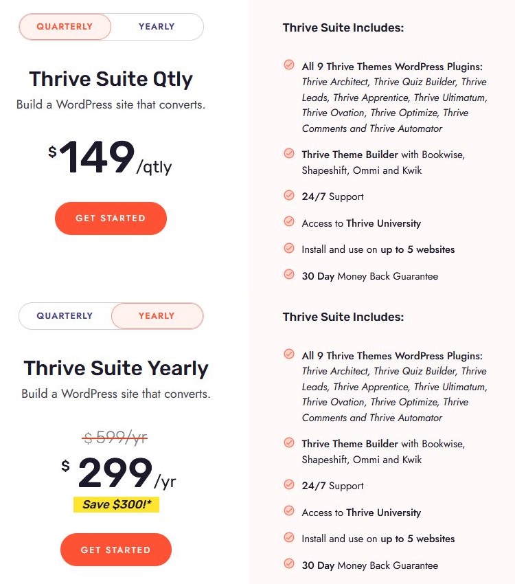Thrive Suite Pricing